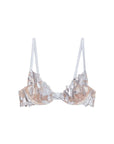 Fleur du Mal Foil Lily Embroidery Bra in Platinum