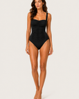 Karla Colletto Basics Square Neck One-Piece in Black full model