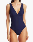 Karla Colletto Ines V-Neck One-Piece in Navy