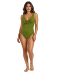 Lola V-Neck One-Piece in Moss