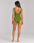Karla Colletto Lola V-Neck One-Piece in Moss