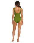 Lola V-Neck One-Piece in Moss