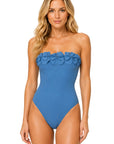 Karla Colletto Tess Bandeau One Piece in Mystic front view