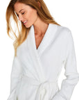 Kelly Long Sleeve Jacquard Short Robe in White