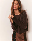 LoveShackFancy Bellman Pullover in Chocolate Brown