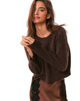 LoveShackFancy Bellman Pullover in Chocolate Brown
