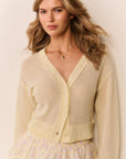 LoveShackFancy Lawrence Cardigan in Light Lemon