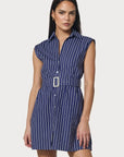 Lusana Kelly Dress in Indigo Stripe