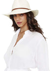 Melissa Odabash Fedora Cream/Tan Belt