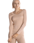 Oscalito Ribbed Long Sleeve Shirt in Skin