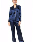 Petite Plume Mulberry Navy Silk Luxe Pajama