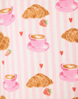 PJ Salvage Croissant Print Long Flannel PJ Set in Pink