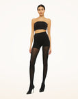 Wolford Tummy 66 Control Top Tights in Black, view 5