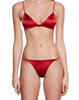 Fleur Du Mal Luxe Triangle Bra Color: Red Size: XS at Petticoat Lane Greenwich, CT