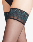 Falke Lunelle 8 DEN Women Stay Ups Color: Black Size: 8.5-9 at Petticoat Lane Greenwich, CT