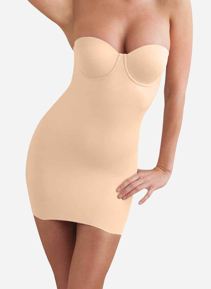Miracle Suit Firm Control Strapless Bra Slip Color: Warm Beige Size: 32C, 32D, 32E, 34B, 34C, 34D, 34E, 36B, 36C, 36D, 36E, 38C, 38D at Petticoat Lane Greenwich, CT