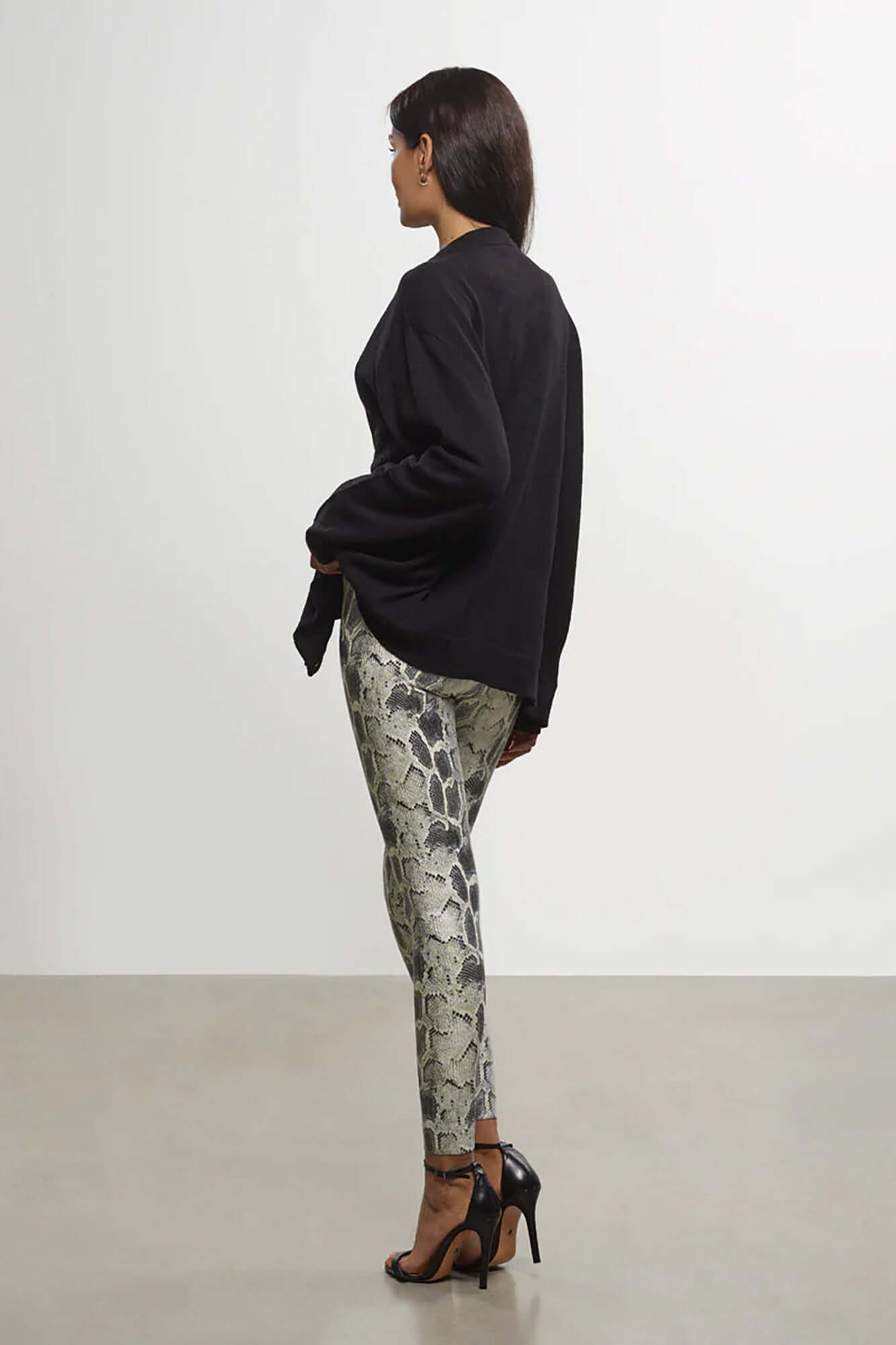 Faux Leather Animal Legging in Fog Python