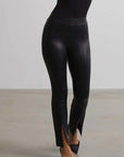 Commando Faux Leather Split Front Pant Color: Black Size: XS at Petticoat Lane Greenwich, CT