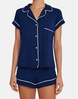 Eberjey Gisele Short PJ Set Color: Navy/Ivory Size: XS at Petticoat Lane Greenwich, CT