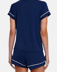 Eberjey Gisele Short PJ Set Color: Navy/Ivory, Indigo Blue/Ivory, Delphinium/Ivory, Ivory/Navy, Haute Red/Bone, Pearl Blush/Haute Red, Heather Grey/Pk, Charcoal heather/Sorbet pink, Light Orchid, Black/Sorbet Pink, Water Blue/White, Haute Red/Ivory, Bright Pink/Bellini, Willow Green/Bone, Light Lilac/Ivory, Tulip Off White/Light Lilac, Ocean Bay/Ivory Size: XS, S, M, L, XL at Petticoat Lane Greenwich, CT
