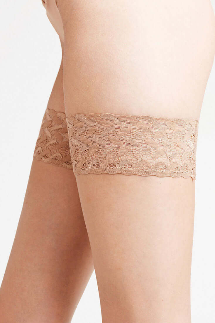 Falke Shelina 12 DEN Women Stay Ups Color: Powder Size: 8.5-9 at Petticoat Lane Greenwich, CT