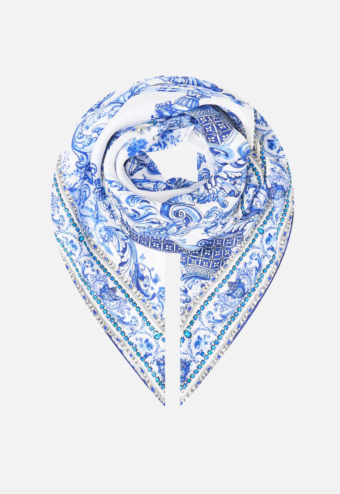 Large Silk Square Scarf in Ceramic Panoramic
