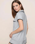 Frida Shortie PJ Set in Gray Dawn/Navy