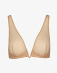 Mesh Plunge Underwire Bra in Beige