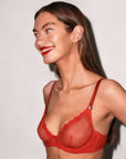 Sheer Tulle Demi Bra in Rouge
