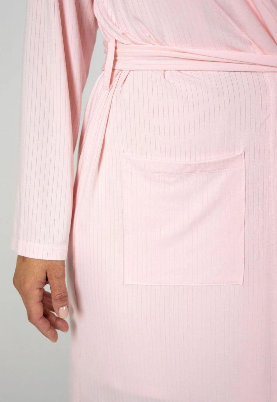Cannes Pinstripe Robe in Pink Dogwood