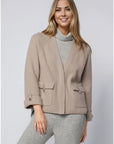 Gisca Long-Sleeve Wool and Cashmere Cardigan in Taupe