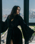 La Rosa Silk Robe in Black
