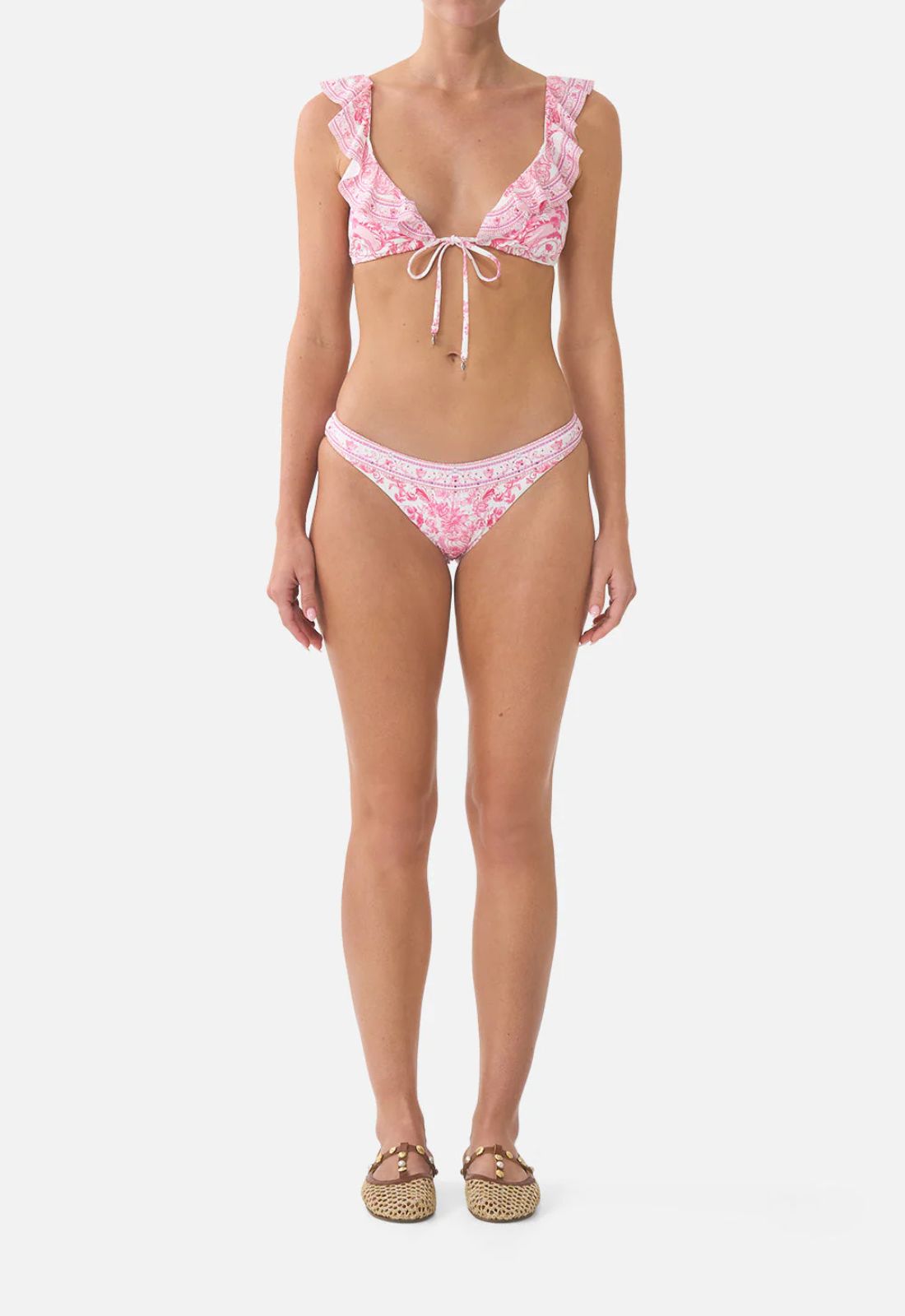 Tie Front Tri  Bikini in Livin La Vida Rosa