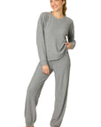 Textured Long Pajama Set in Heather Charcoal