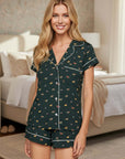 Gisele Shortie Printed PJ Set in Holiday Dogs Pine/Ivory