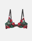 Bleeding Rose Embroidery Demi Bra in Black