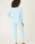 Textured Long Pajama Set in Light Sky