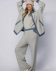 Oversized "Courchevel" Shirt in Knit and Denim and Pants Set