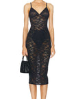 Le Stretch Lace Slip Dress in Black