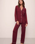 Gisele Long PJ Set in Cabernet/Ivory