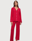 Gisele Long PJ Set in Haute Red/Ivory