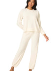 Textured Long Pajama Set in Natural