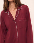 Gisele Long PJ Set in Cabernet/Ivory