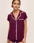 Frida Shortie PJ Set in Plum/Ivory