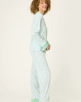 Striped Cocktails Long PJ Set in Light Blue