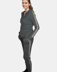 Racer Stripe Hoodie and Ribbed Racer Stripe Sweatpants in Charcoal/Flannel Stripe