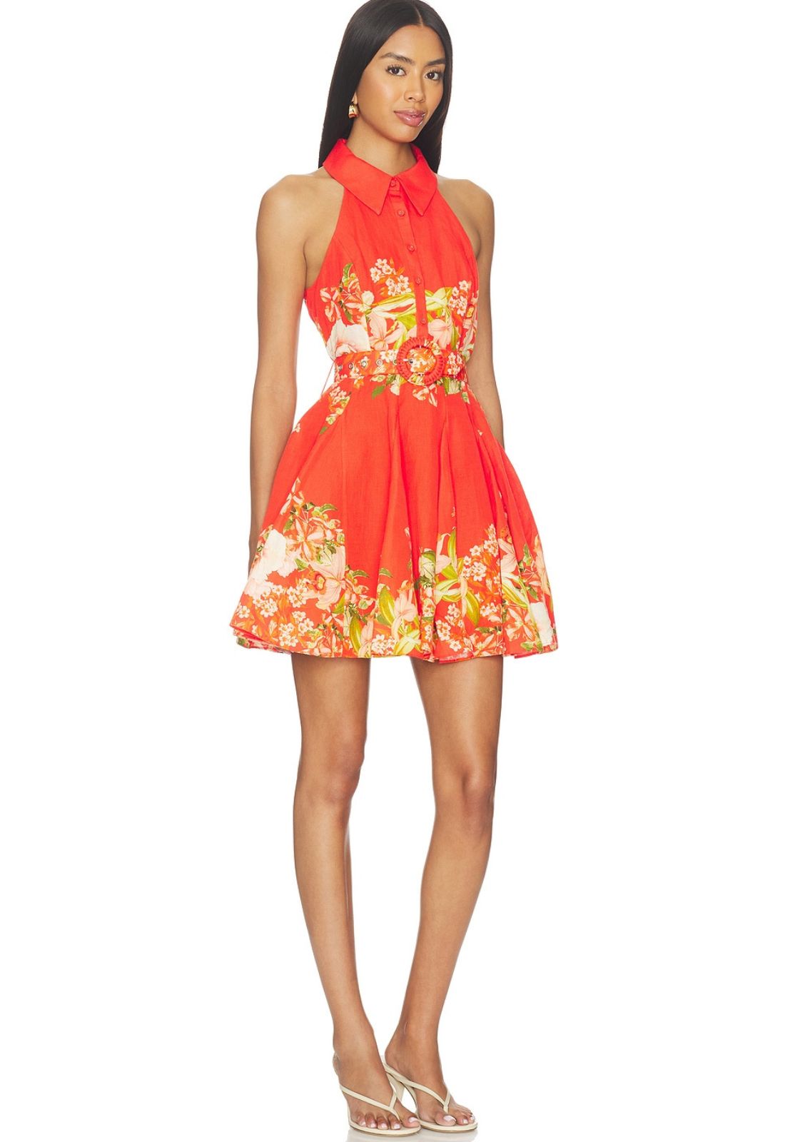 Hema Short Dress with Buckle in Orange