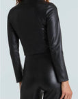 Faux Leather Cropped Biker Jacket