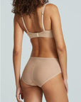 Mesh Plunge Underwire Bra in Beige