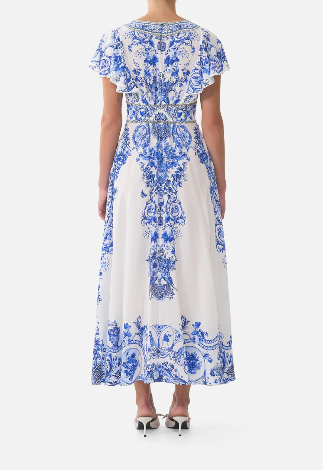 Waisted Midi Dress in Ceramic Panoramic